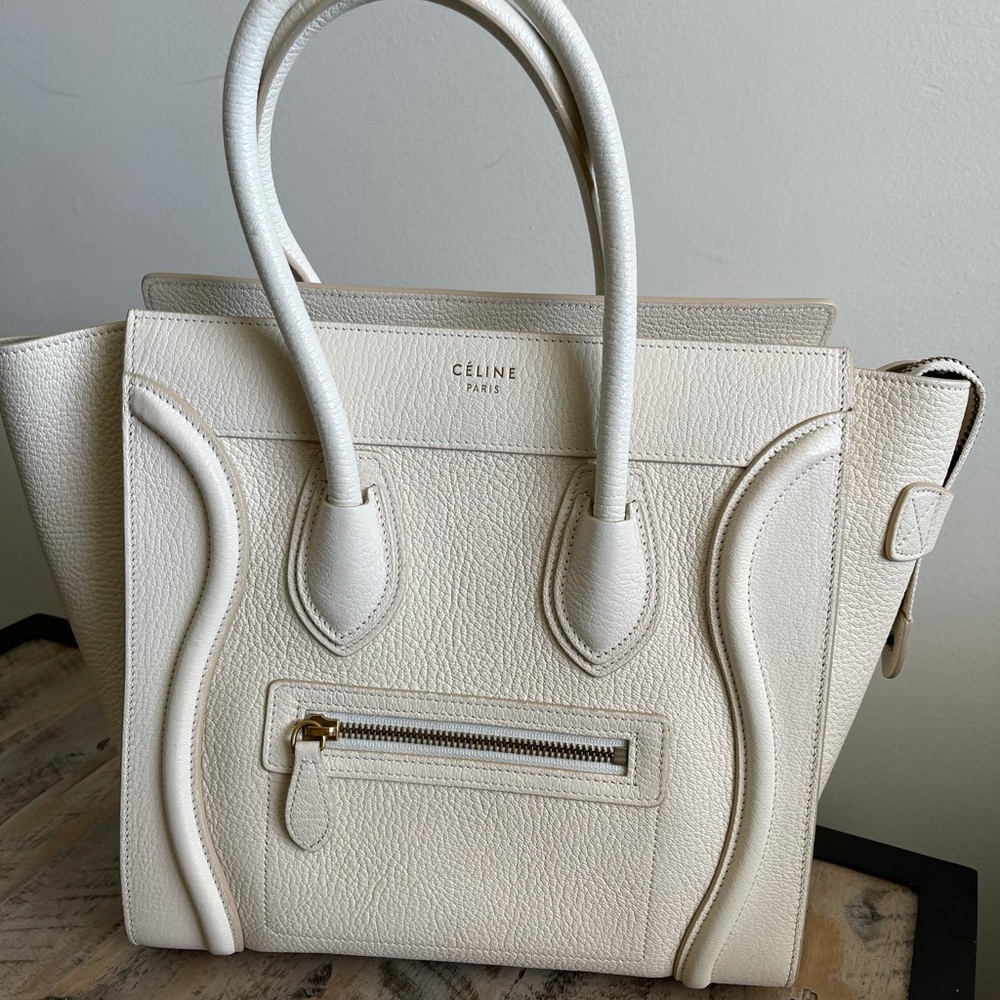 CELINE MICRO LUGGAGE- WHITE GOATSKIN